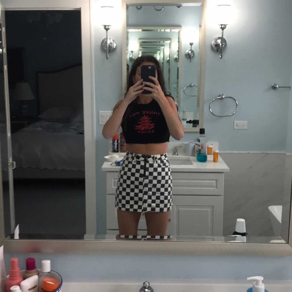 Black and white check urban outfitters skirt